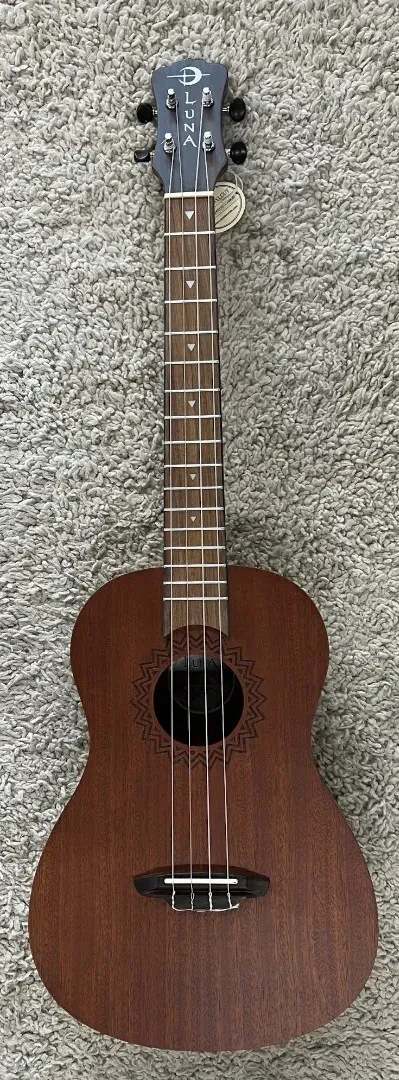 Luna Model UKE VMB Vintage Mahogany Baritone Size Ukulele in a Satin Finish