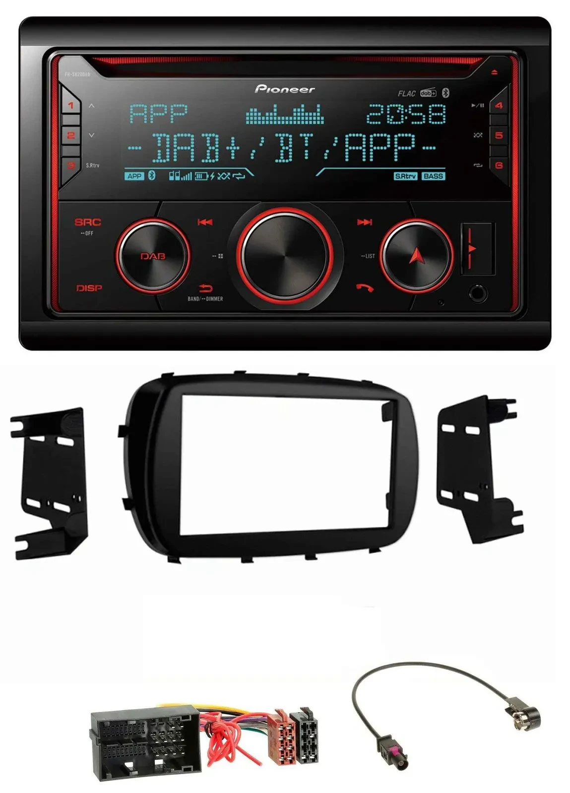 Автомагнитола для Fiat 500X (с 2015) Pioneer 2-DIN DAB Bluetooth USB CD MP3