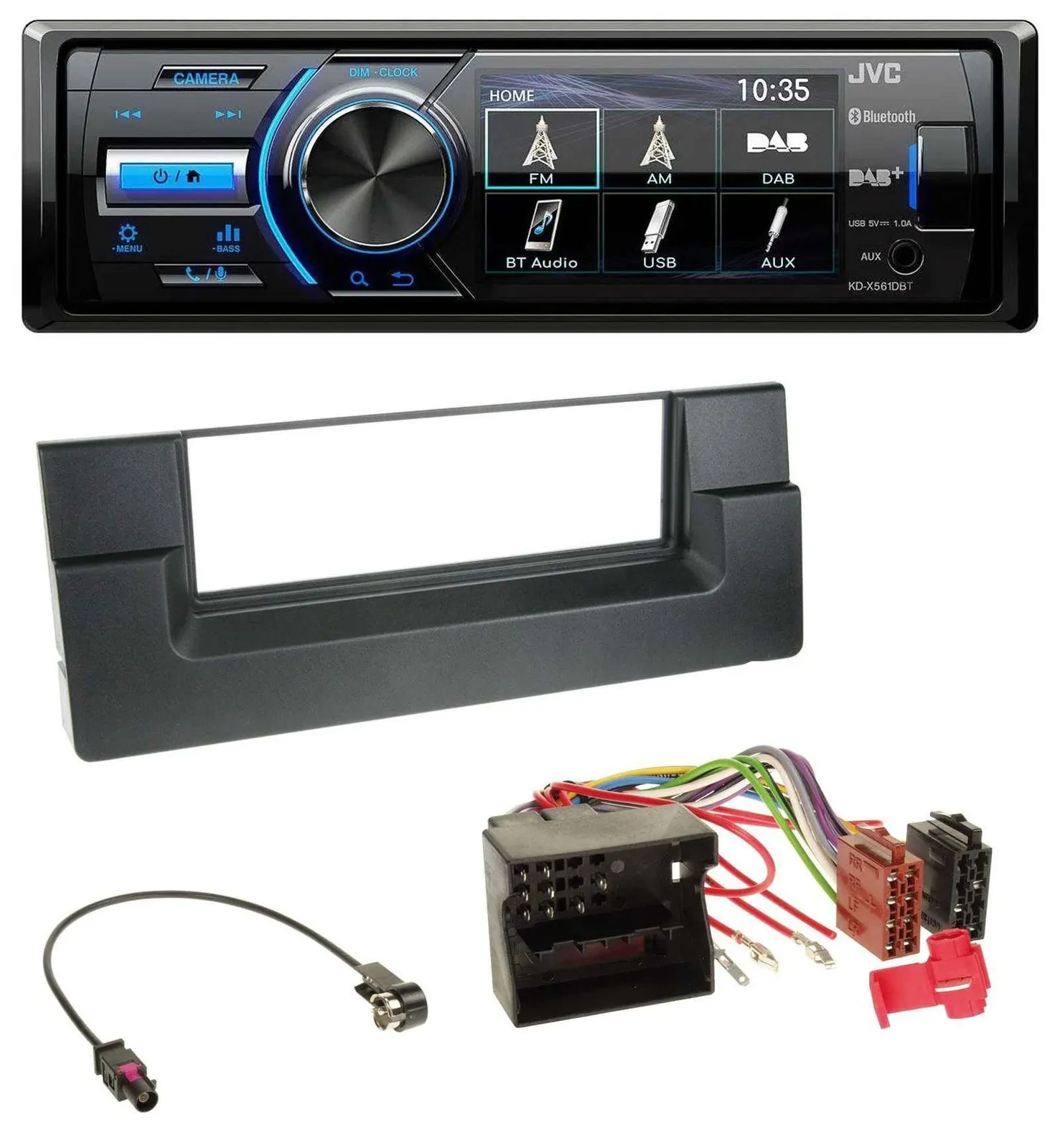 Автомагнитола для BMW 5 (E39) и X5 (E53) JVC Bluetooth MP3 USB DAB Quadlock
