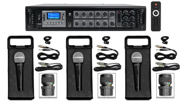 Rockville RCS350-6 350w 6 Zone 70v Commercial Amplifier/Bluetooth Receiver+Mics