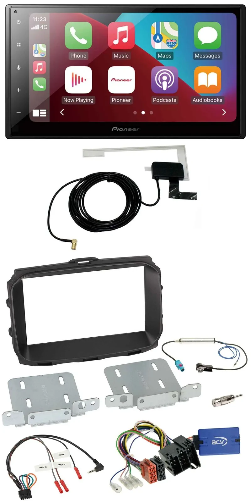 Автомагнитола Pioneer 2-DIN, USB, Bluetooth, DAB, поддержка управления на руле для Alfa Romeo Giulietta