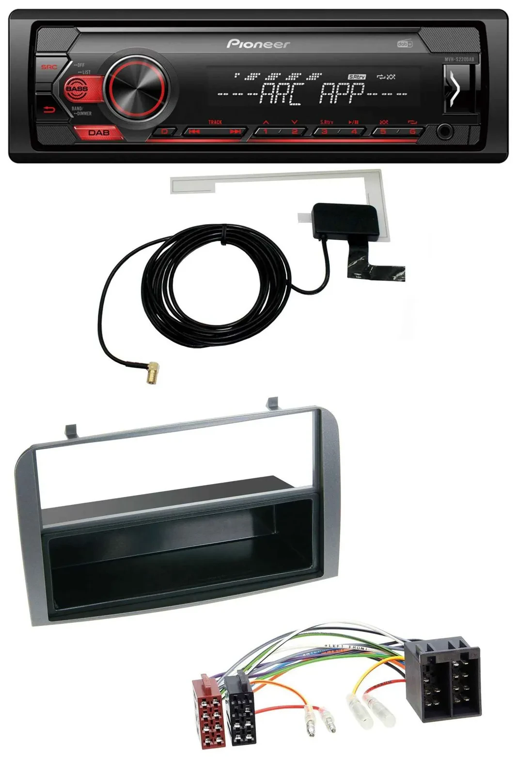 Pioneer 1DIN USB DAB MP3 AUX Autoradio für Alfa Romeo 147 GT Ablagefach anthrazi