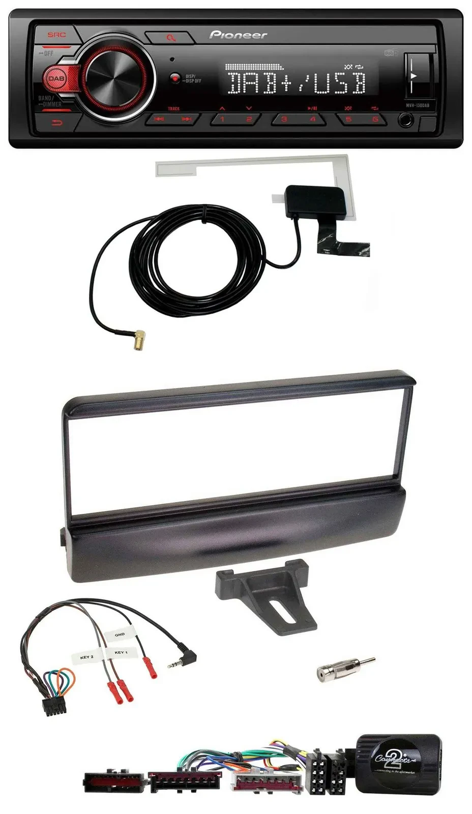 Pioneer 1DIN MP3 DAB USB Lenkrad Autoradio für Ford Escort Focus schwarz