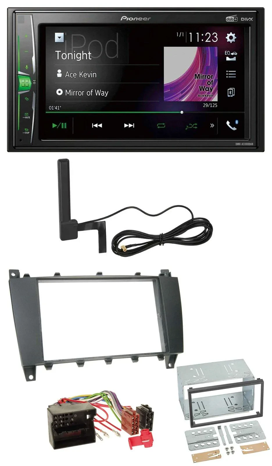 Pioneer MP3 DAB AUX 2DIN Bluetooth Autoradio für Mercedes C-Klasse