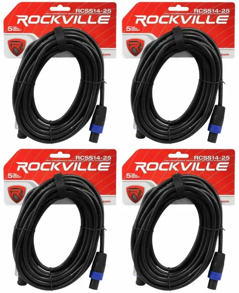 Спикерный кабель Rockville RCSS1425 Black 7.6 м (4 штуки)