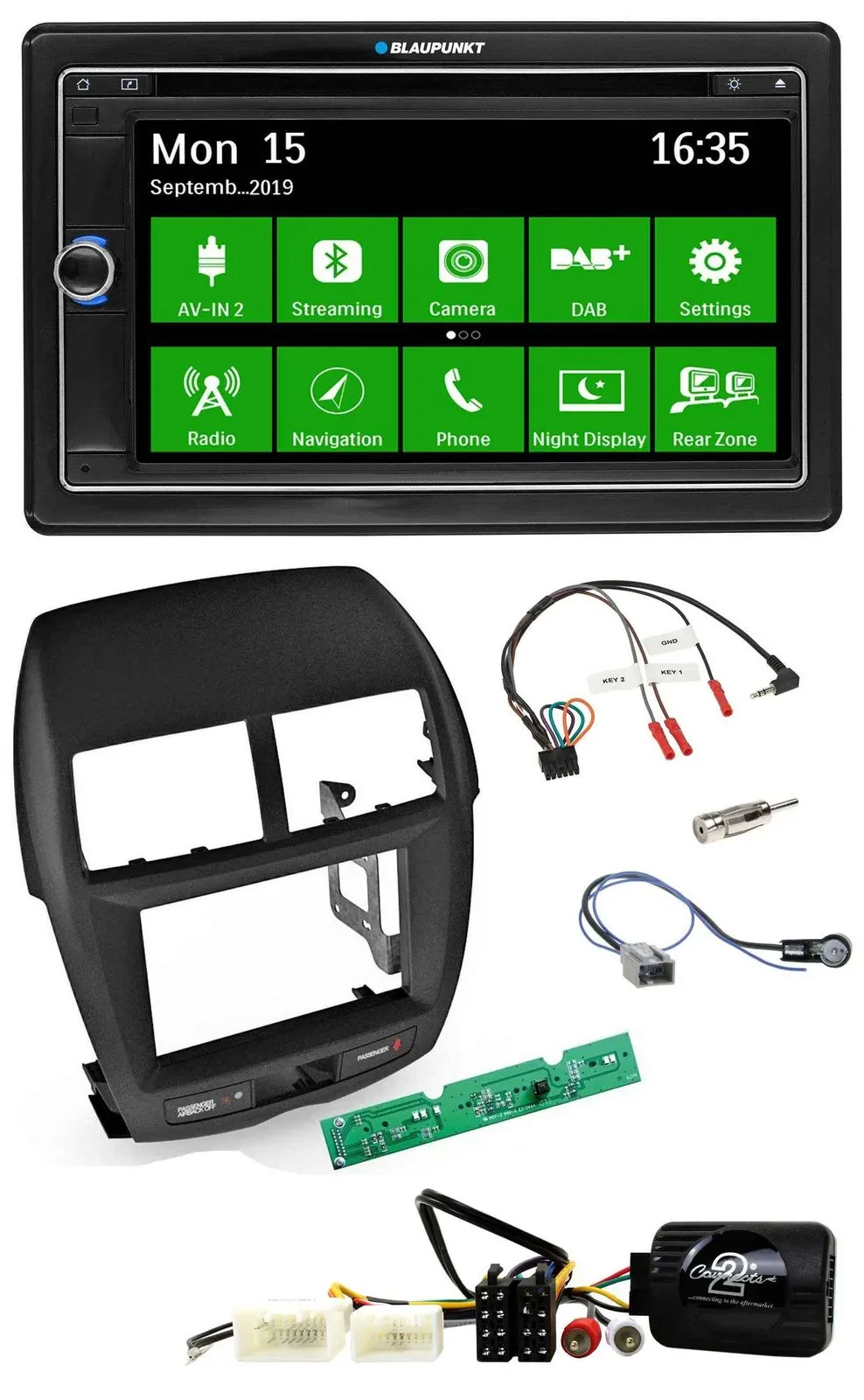 Blaupunkt Bluetooth 2DIN Lenkrad DAB USB TMC Navigation für Mitsubishi ASX 2010-