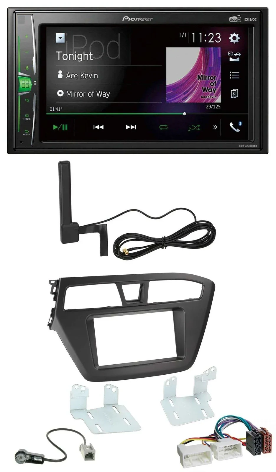 Автомагнитола Pioneer 2DIN, Bluetooth, DAB, MP3, AUX, для Hyundai i20 (2014–2020)