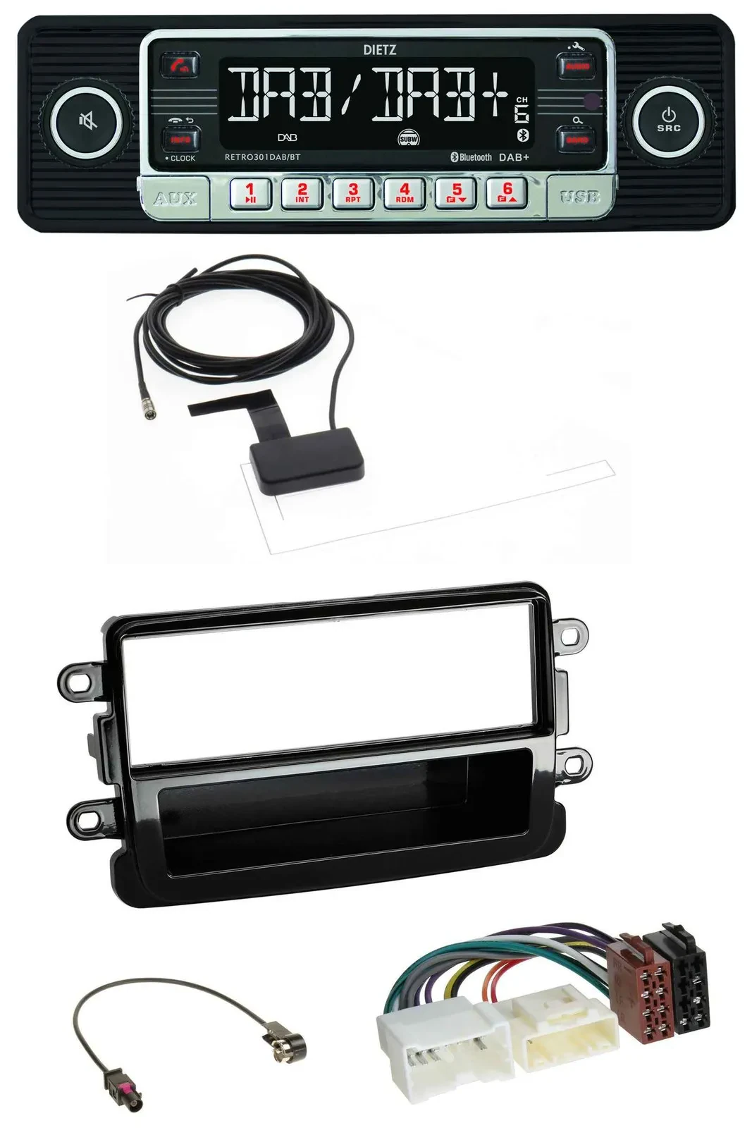 Автомагнитола для Dacia Lodgy/Dokker/Duster/Sandero Dietz DAB, Bluetooth, USB, MP3