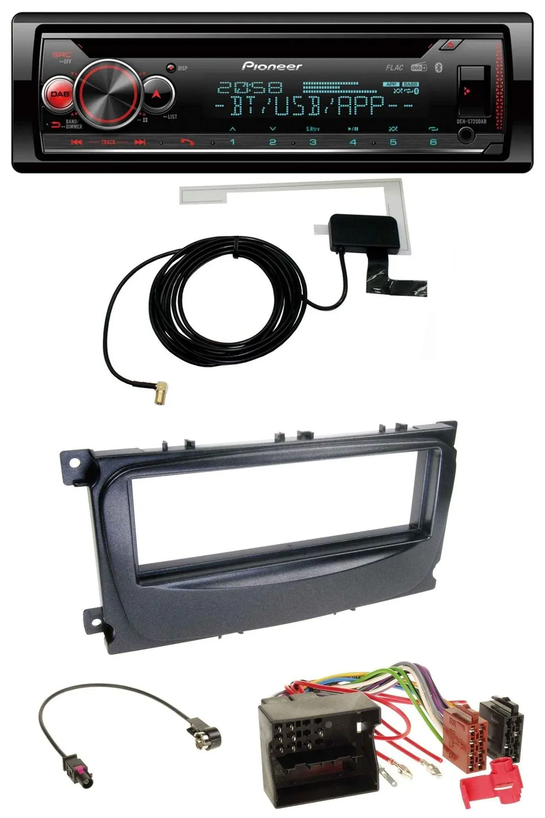 Автомагнитола Pioneer DAB, CD, MP3, USB, Bluetooth для Ford Mondeo/S-Max (2007–2014), черная