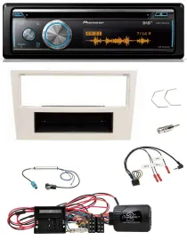 Pioneer Lenkrad DAB USB CD Bluetooth Autoradio für Opel Corsa D perl-weiss 09-14