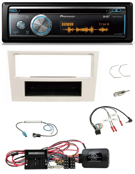 Pioneer Lenkrad DAB USB CD Bluetooth Autoradio für Opel Corsa D perl-weiss 09-14