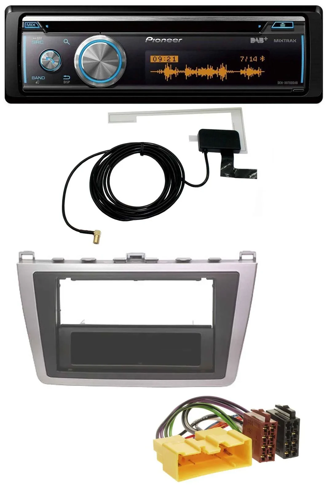 Автомагнитола Pioneer для Mazda 6 (2008–2012) Bluetooth, DAB, MP3, USB, CD, цвет серебристый/черный