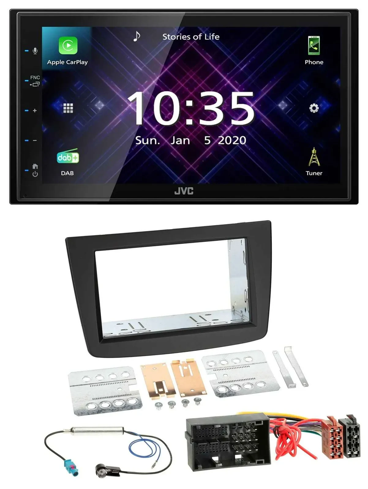 Автомагнитола для Alfa Romeo Mito (955), с 2014 JVC 2DIN DAB MP3 Bluetooth USB черная