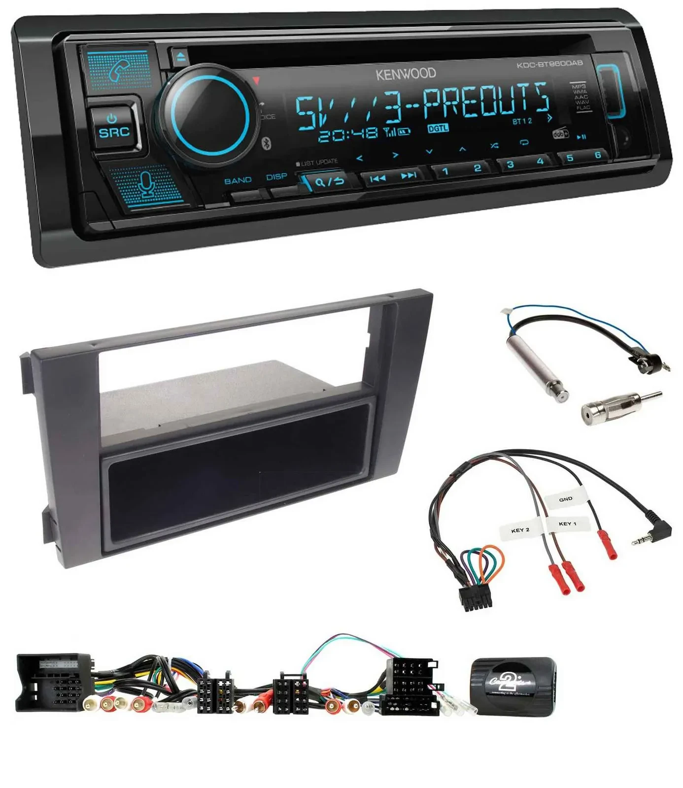 Kenwood Bluetooth USB CD Lenkrad DAB Autoradio für Audi A6 (2001-2004)