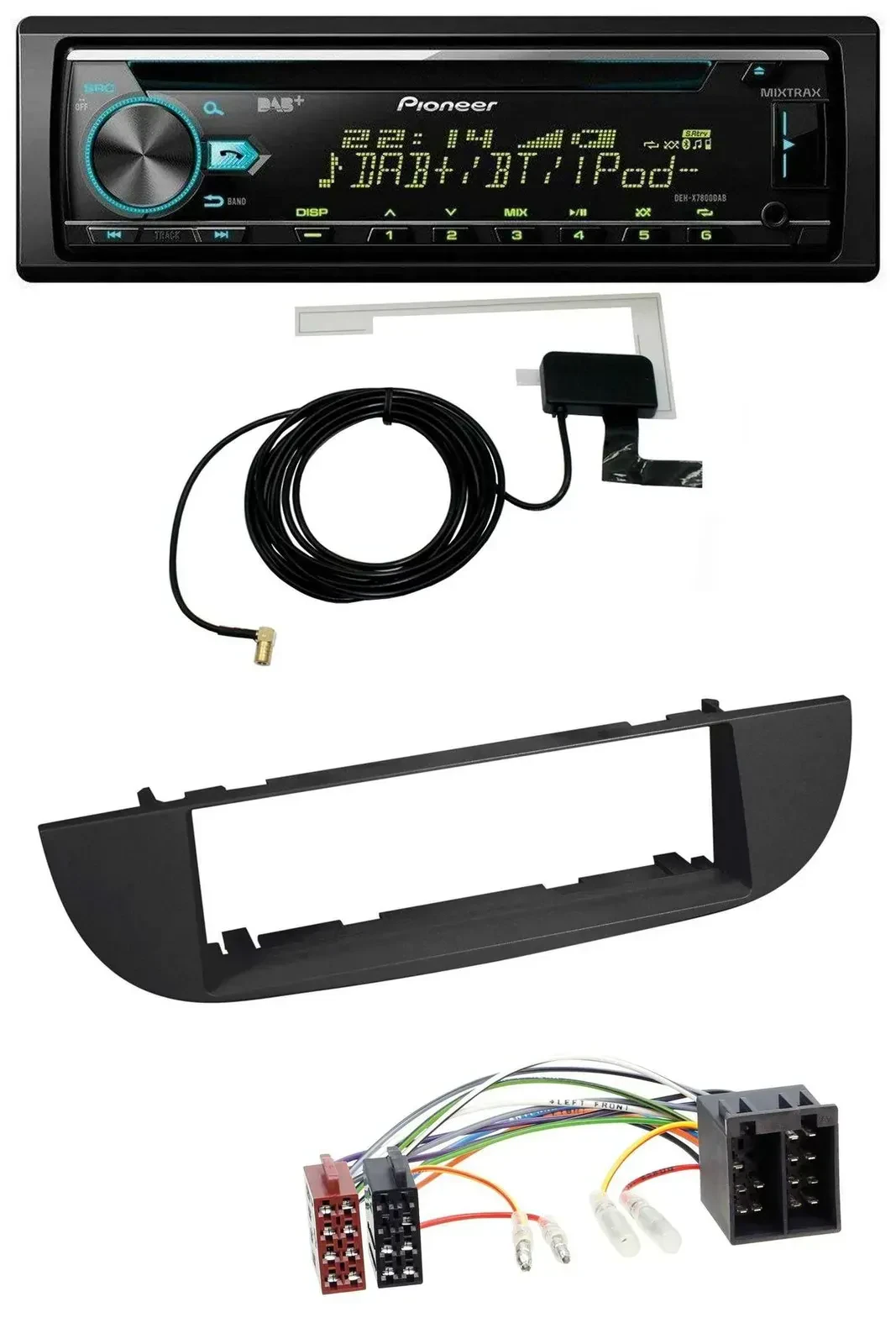 Автомагнитола для Fiat 500 (с 2007) Pioneer CD/MP3, USB, AUX, DAB, черная