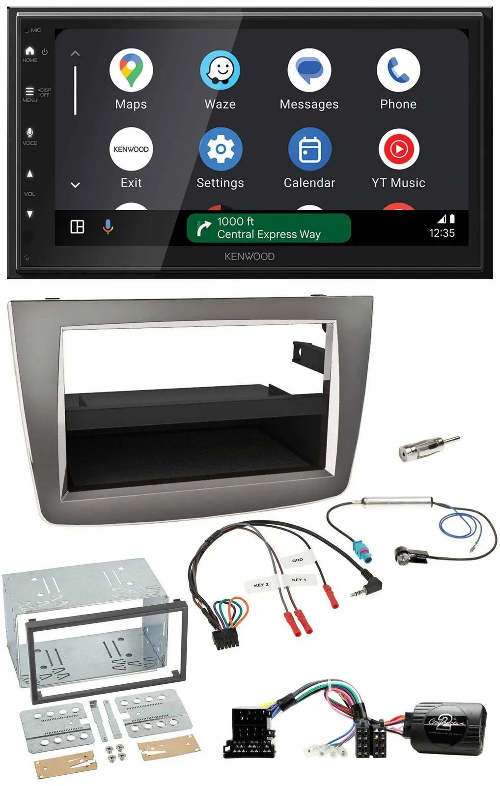 Автомагнитола Kenwood 2-DIN DAB, Bluetooth, USB для Alfa Romeo MiTo 2008–2014, поддержка управления с руля
