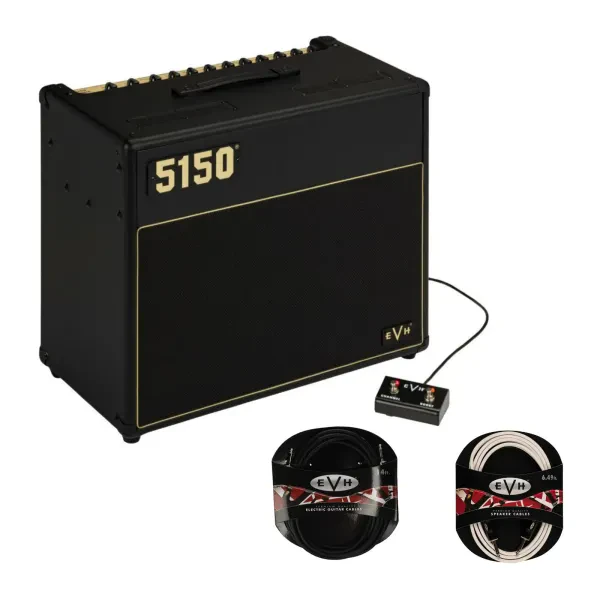 EVH 5150 Iconic Series EL34 40W 1x12 Black Tube Combo Amplifier Bundle