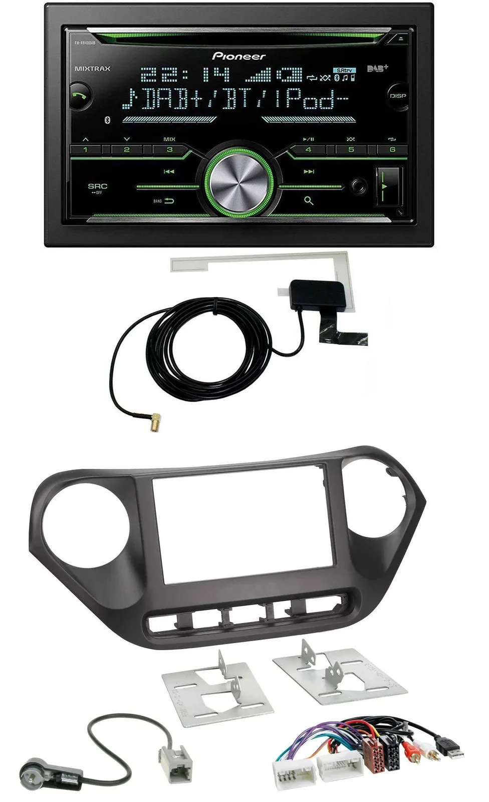 Pioneer CD USB MP3 Bluetooth 2DIN DAB Autoradio für Hyundai i10 ab 2013 AUX USB