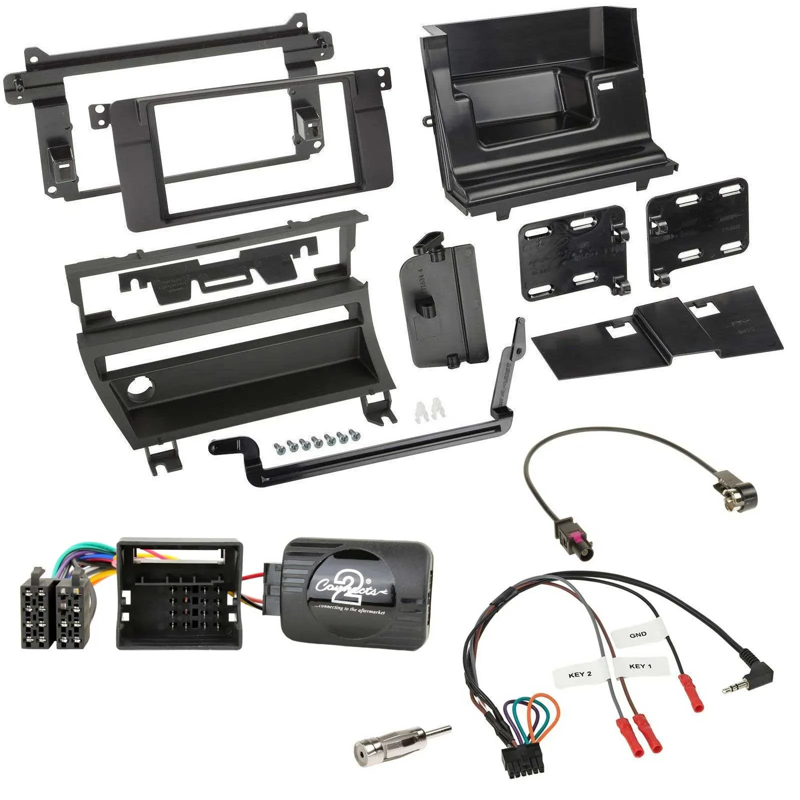 Einbauset Lenkradadapter Doppel DIN Autoradio für BMW 3-er E46 2001-2006 1 Schal