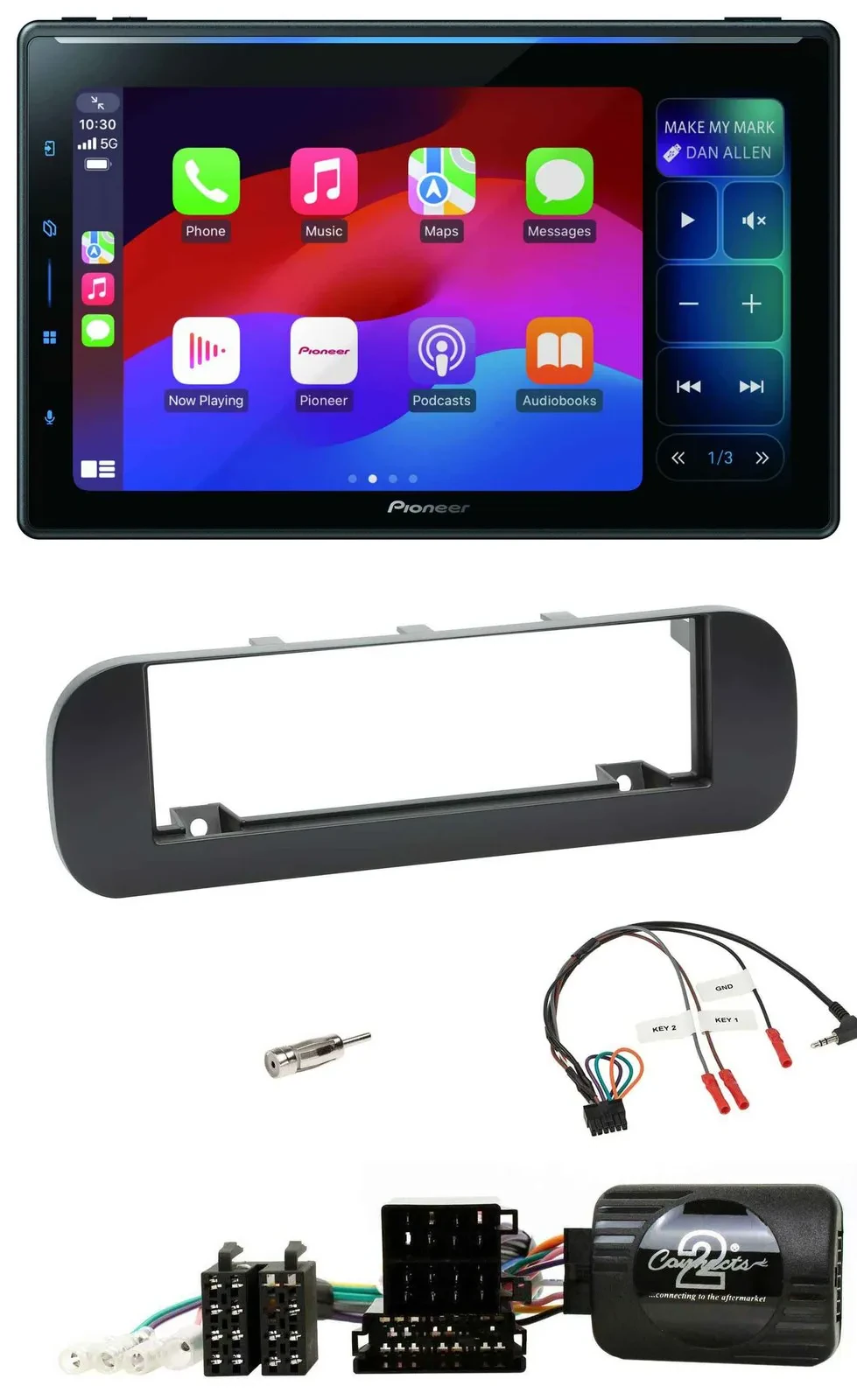 Pioneer Bluetooth DAB Lenkrad USB Autoradio für Fiat Panda 2012-2020 schwarz