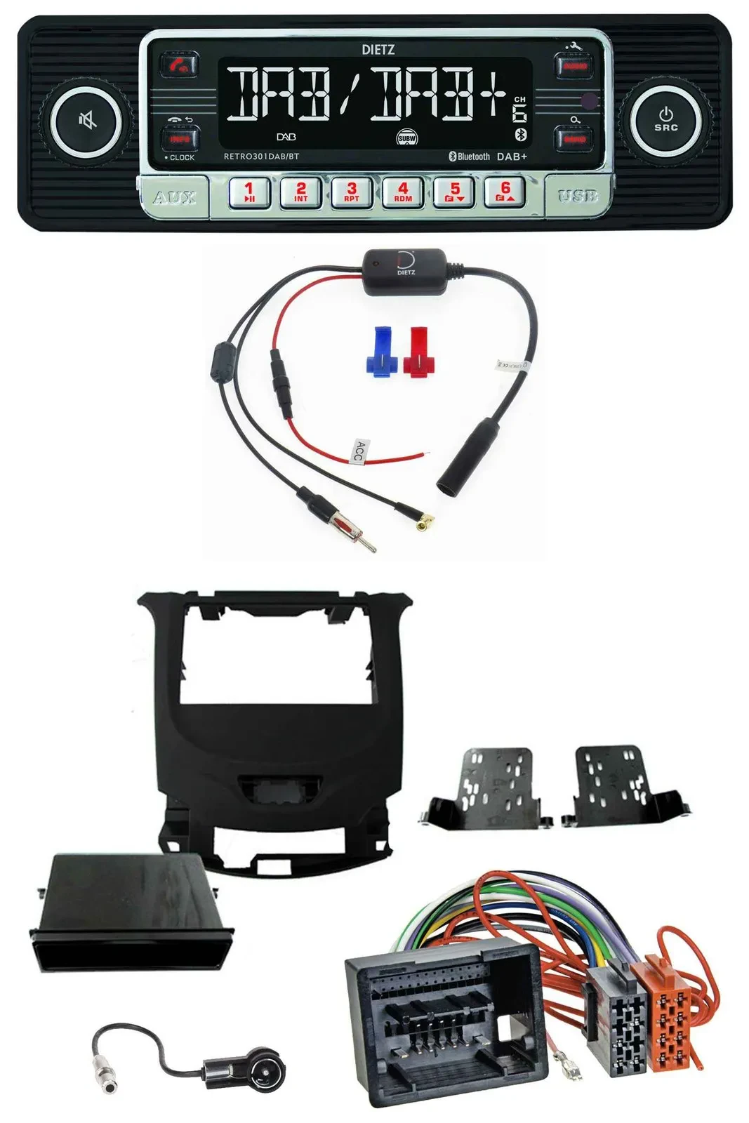 Dietz MP3 DAB Bluetooth USB Autoradio für Chevrolet Cruze ab 2016 Klavierlack/sc