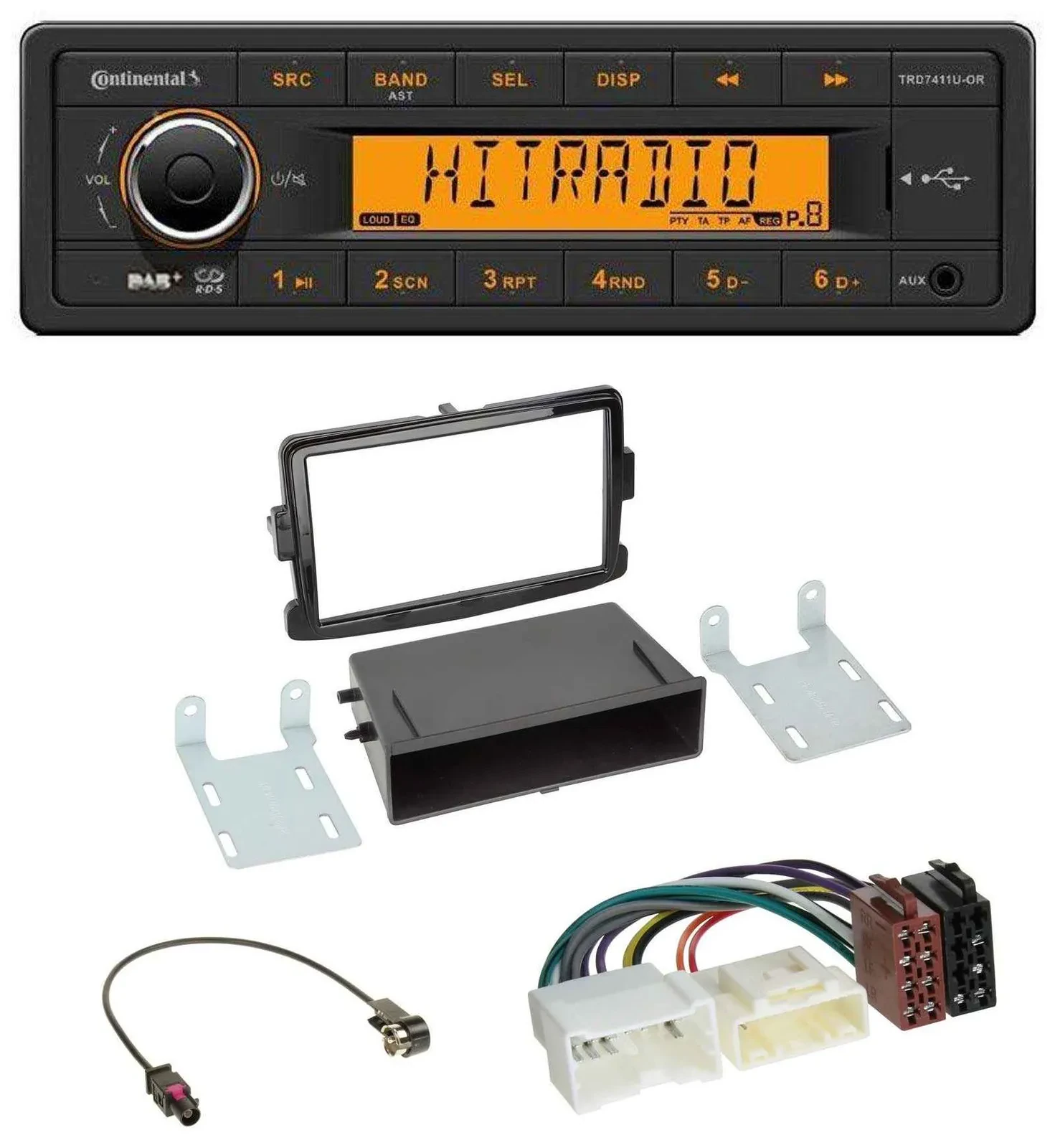 Continental 1DIN DAB MP3 AUX USB Autoradio für Dacia Lodgy Sandero Opel Vivaro