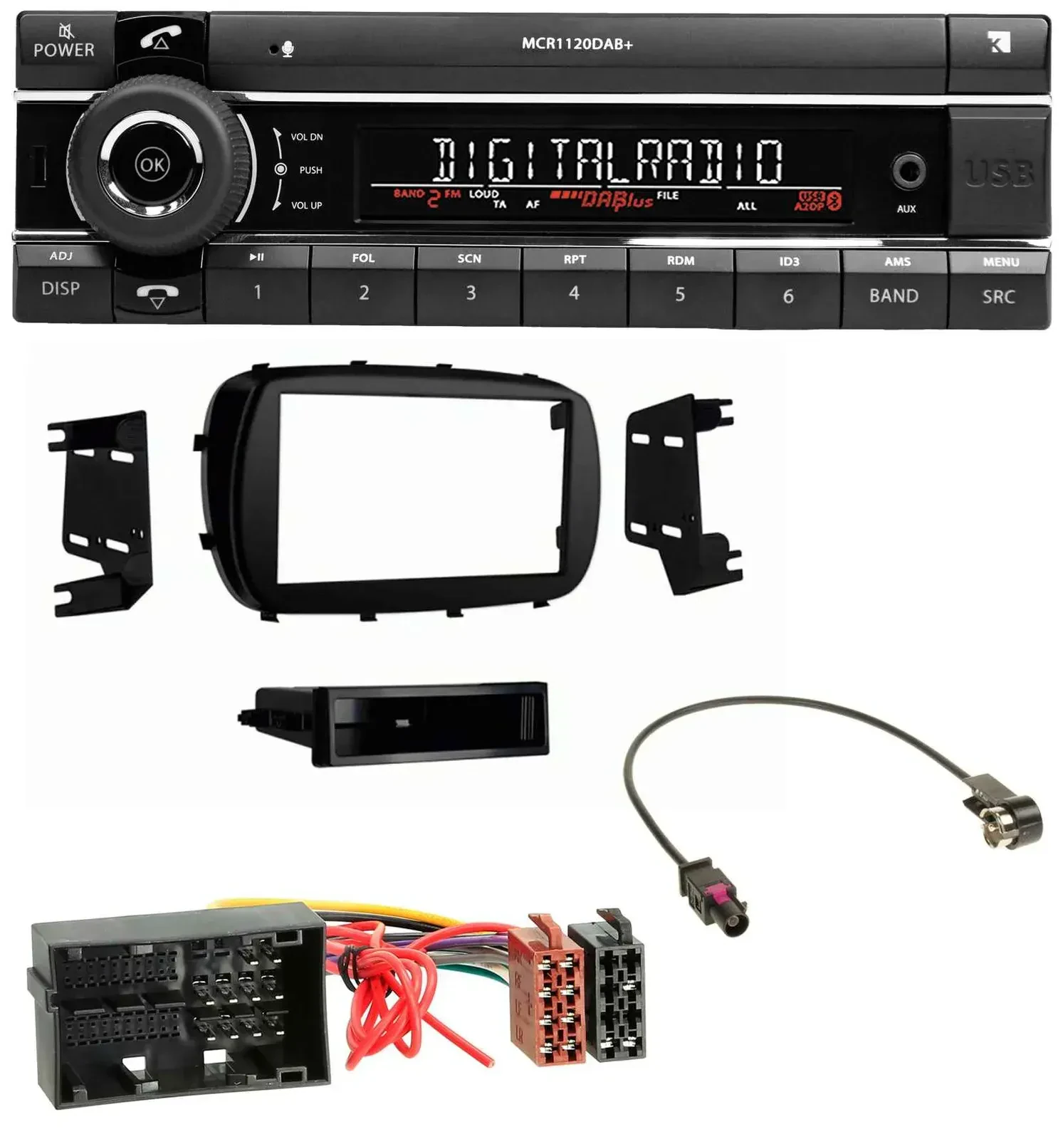 Kienzle Bluetooth MP3 USB DAB Autoradio für Fiat 500X (ab 2015)