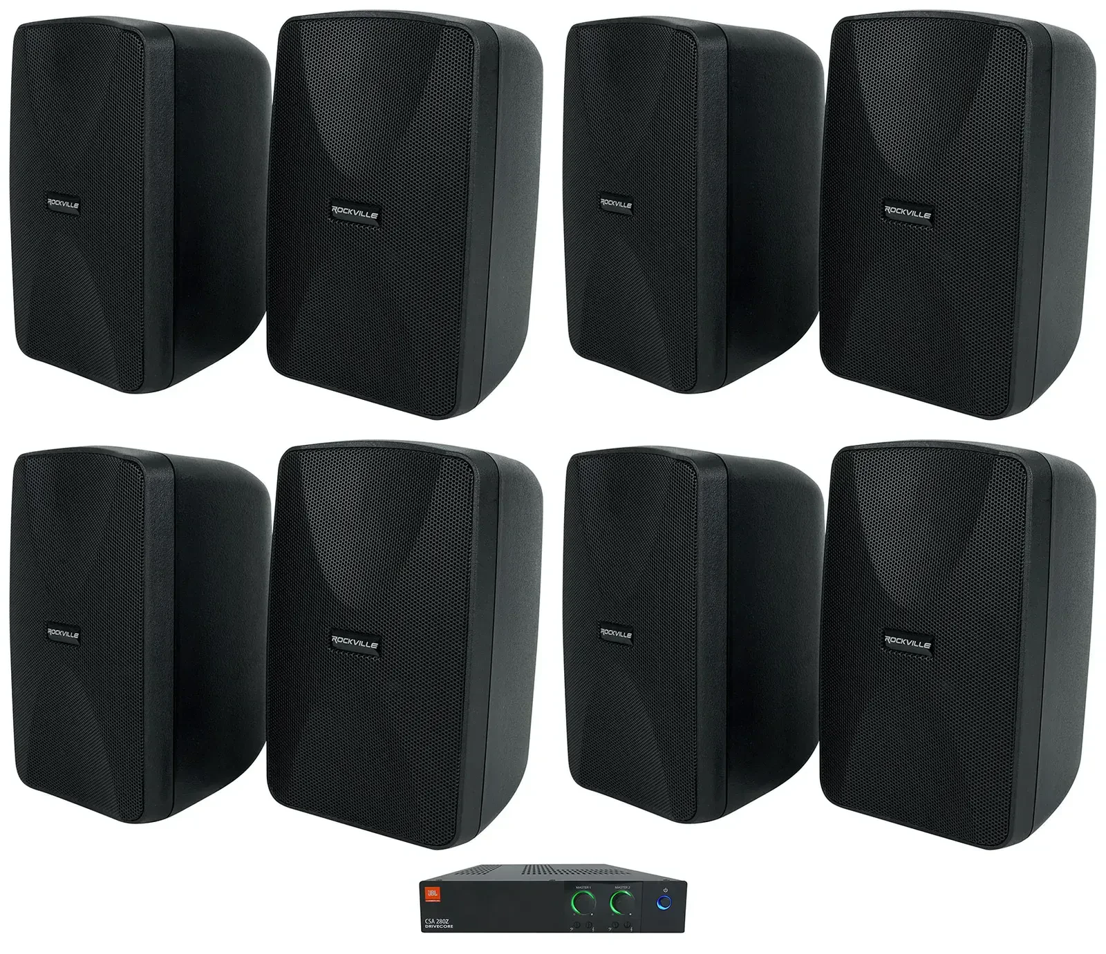 Настенная акустика JBL WET-40B Black с усилителем (8 штук)