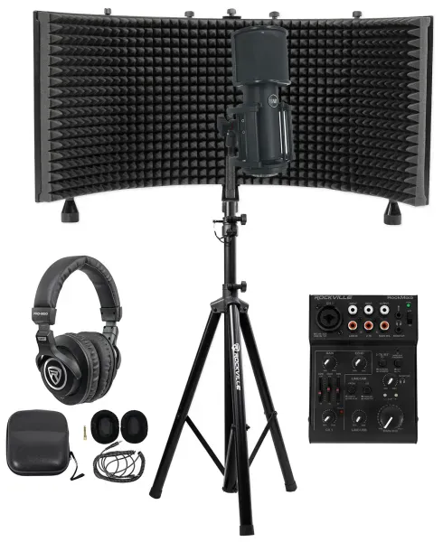 Recording Kit w/Mixer+Warm Audio Studio Mic+Isolation Shield+Headphones+Stand