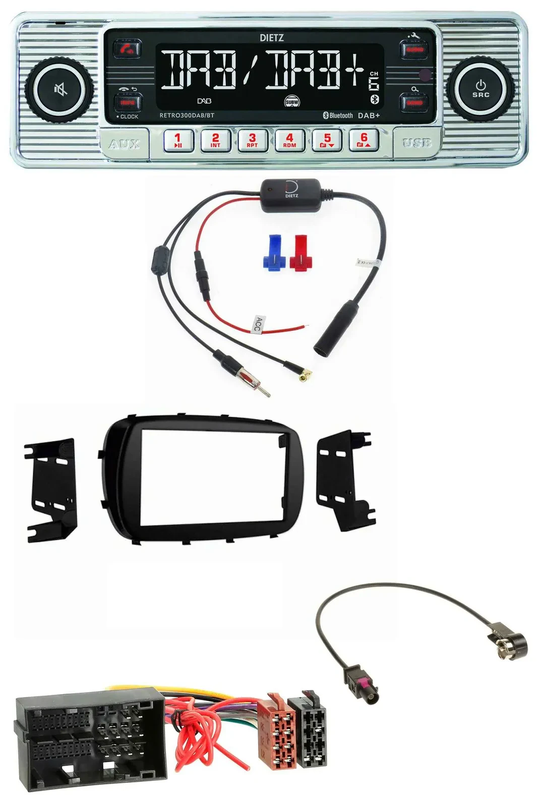 Dietz DAB USB MP3 Bluetooth Autoradio für Fiat 500X (ab 2015)