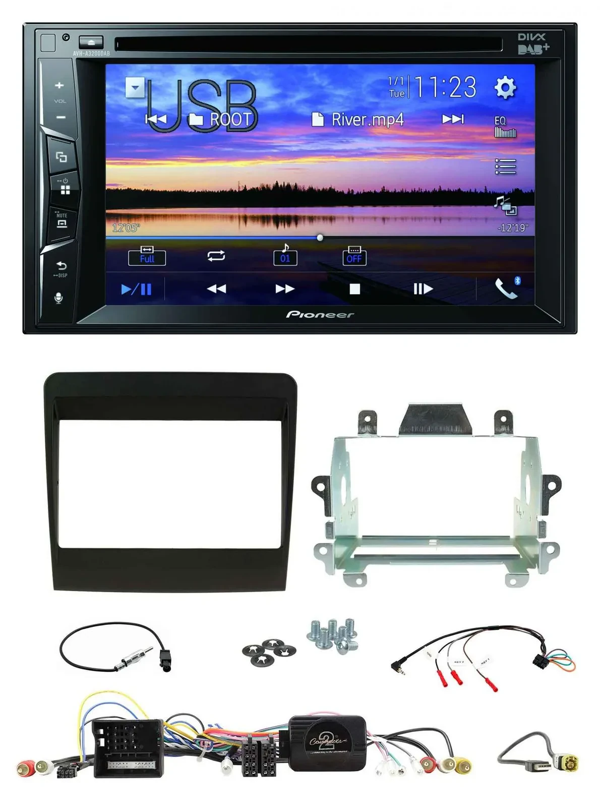Автомагнитола для Porsche 911 (2011–2017) Pioneer 2DIN, Bluetooth, USB, DVD, DAB
