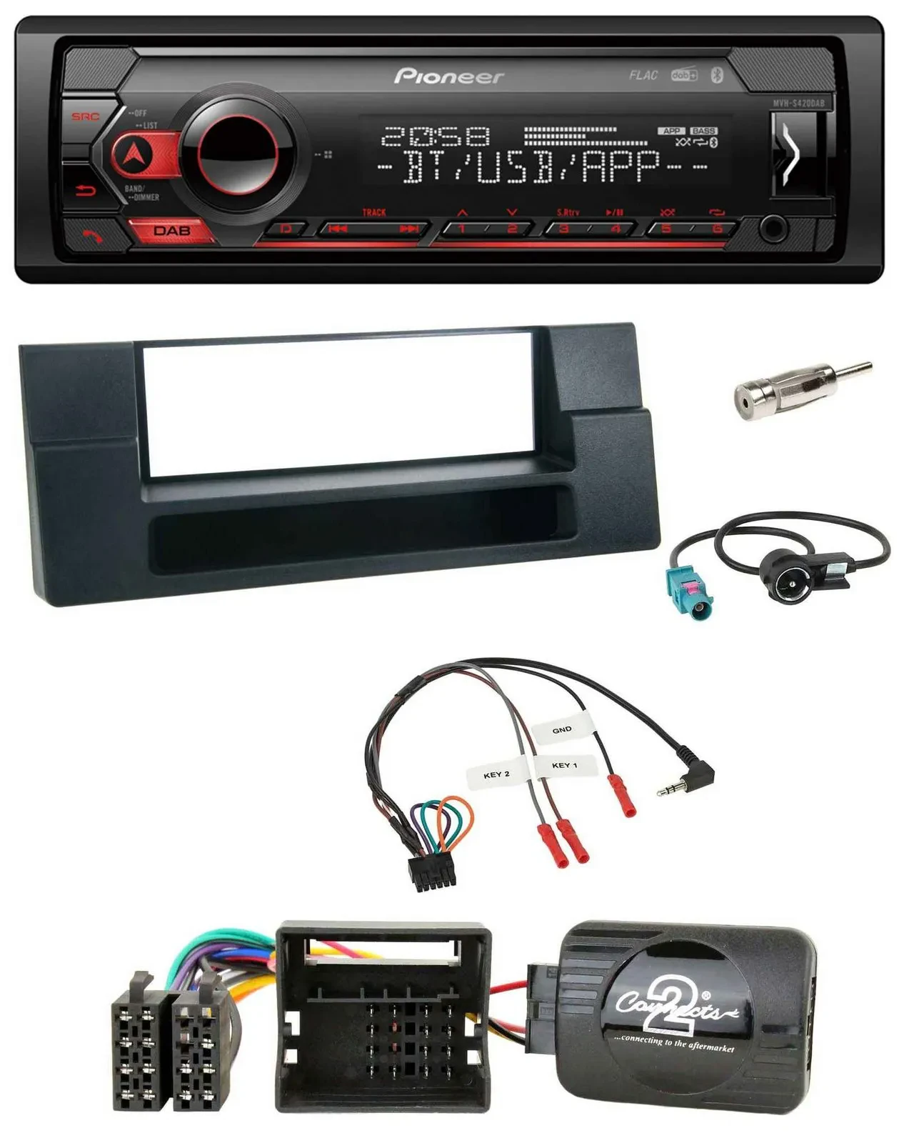 Pioneer Lenkrad USB DAB Bluetooth Autoradio für BMW 5er 01-04 E39 Aktivsystem Ab
