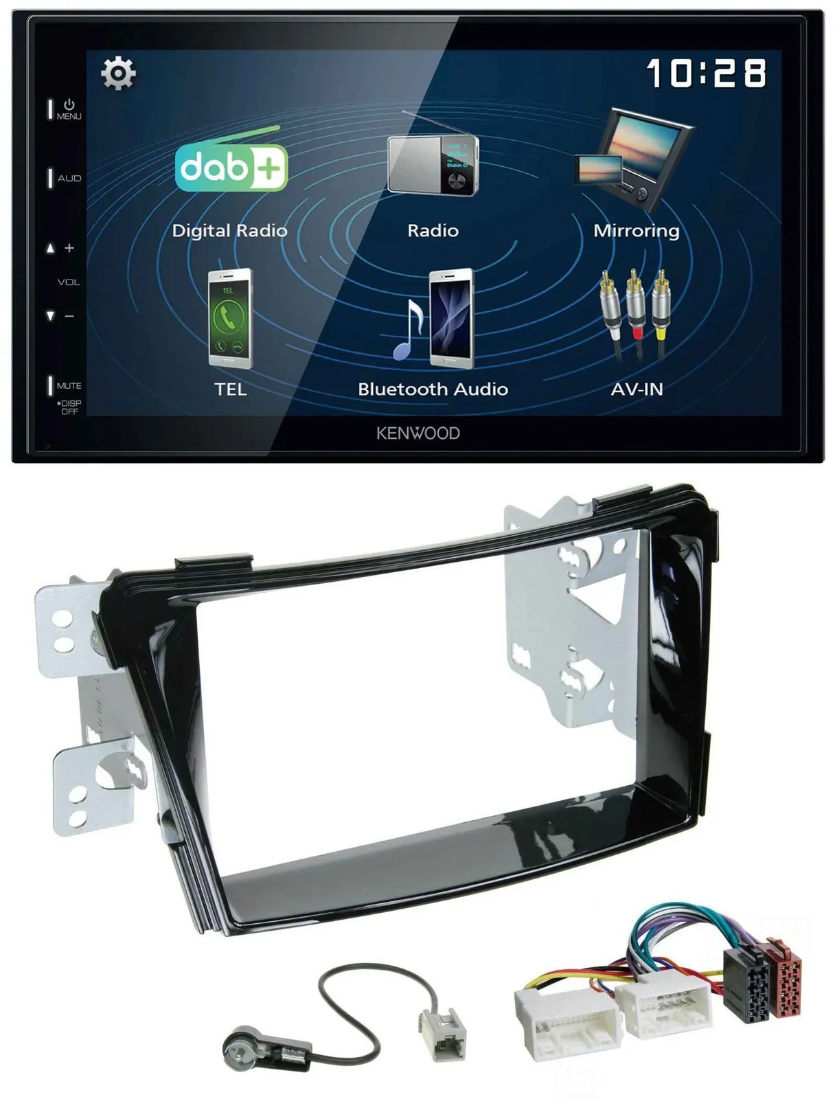 Автомагнитола для Hyundai i40 (VF, с 2011) Kenwood 2-DIN, Bluetooth, USB, DAB, MP3, черный глянец