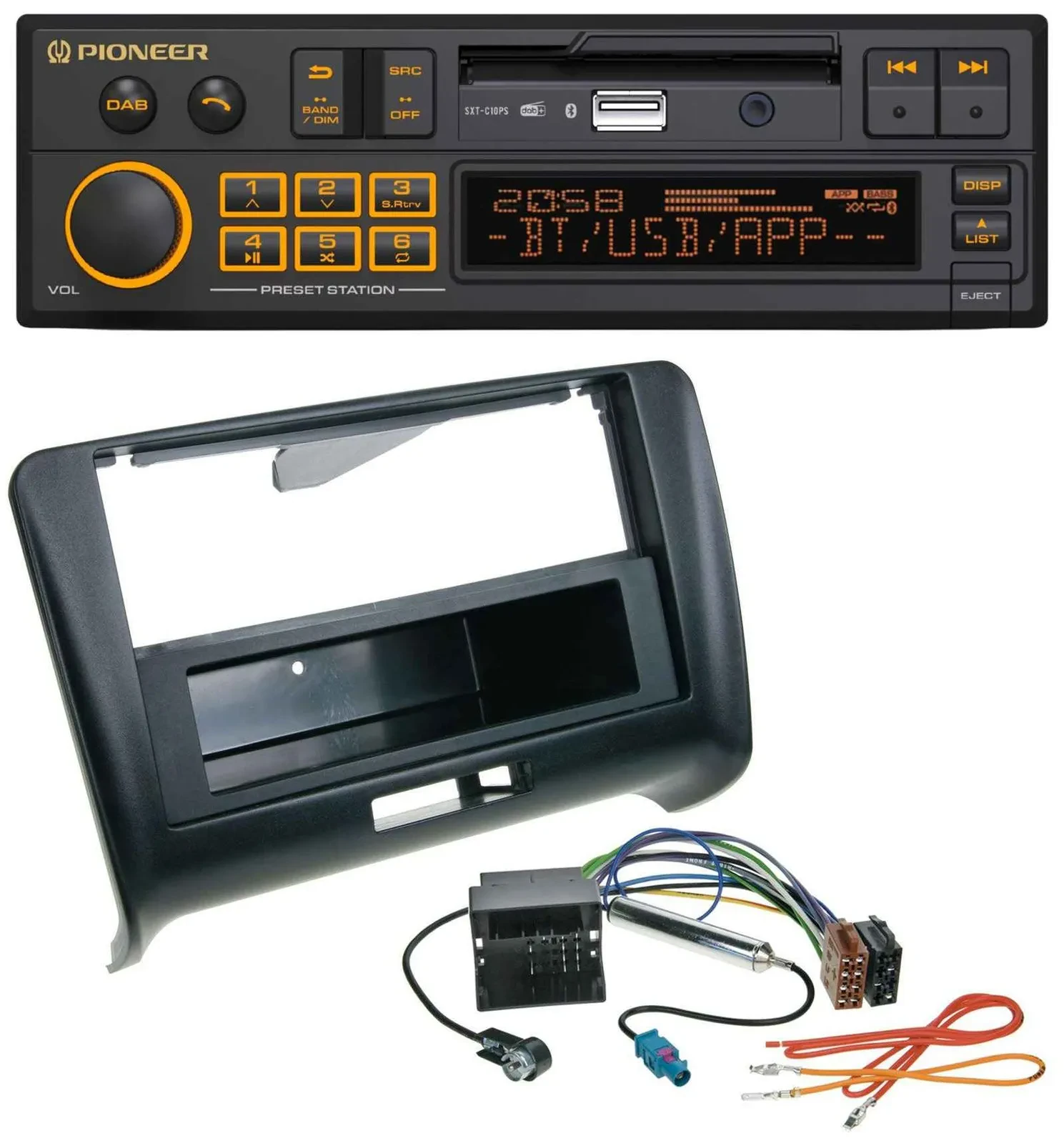 Pioneer DAB MP3 USB Bluetooth Autoradio für Audi TT (2006-2014) - Quadlock