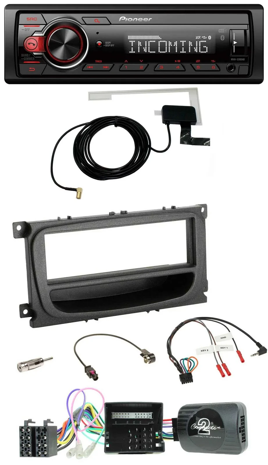 Автомагнитола Pioneer USB DAB Bluetooth для Ford C‑Max/Focus/Galaxy (2007–2010), поддержка управления с руля (CAN)