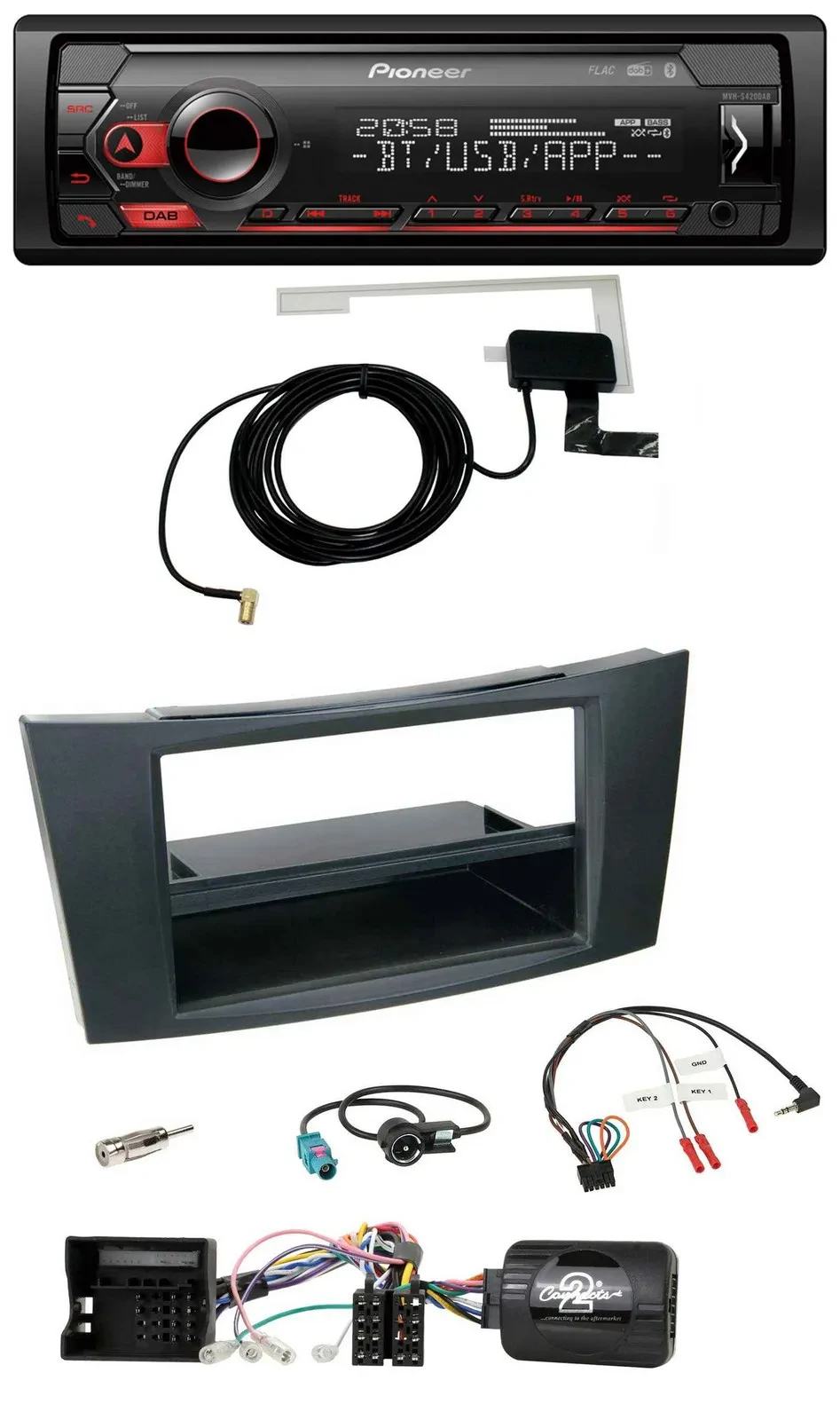 Pioneer DAB USB Lenkrad Bluetooth Autoradio für Mercedes E-Klasse 2002-2008 W211