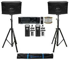 Rockville Karaoke Machine System w/ Pair 10" Speakers+Powered Mixer w/Bluetooth