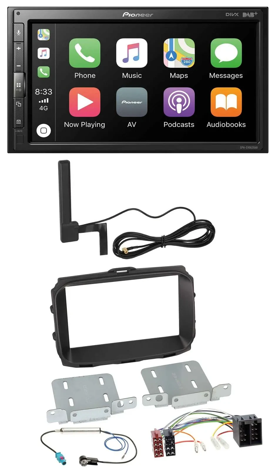 Автомагнитола для Alfa Romeo Giulietta 2013–2021 Pioneer 2 DIN Bluetooth DAB USB MP3 ISO