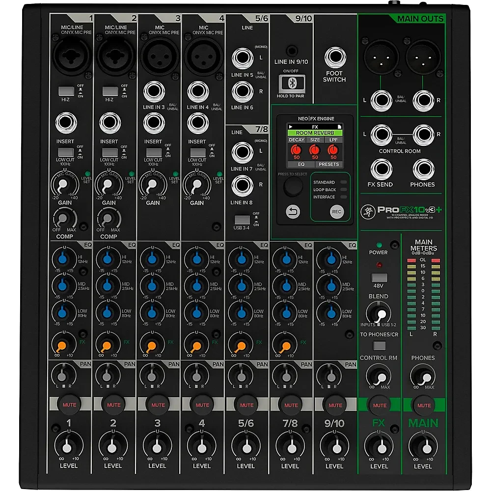 Mackie ProFX10v3+ 10-Channel Analog Mixer W/FX/USB Recording Modes/Bluetooth