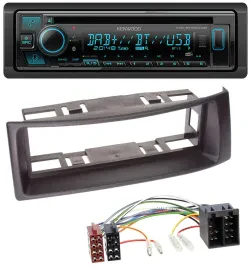 Автомагнитола Kenwood Bluetooth DAB CD MP3 USB для Renault Megane/Scenic до 2003, черная