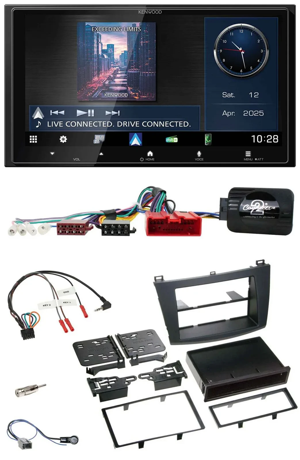 Kenwood Bluetooth 2DIN USB DAB Lenkrad Autoradio für Mazda 3 09-13 Can-Bus