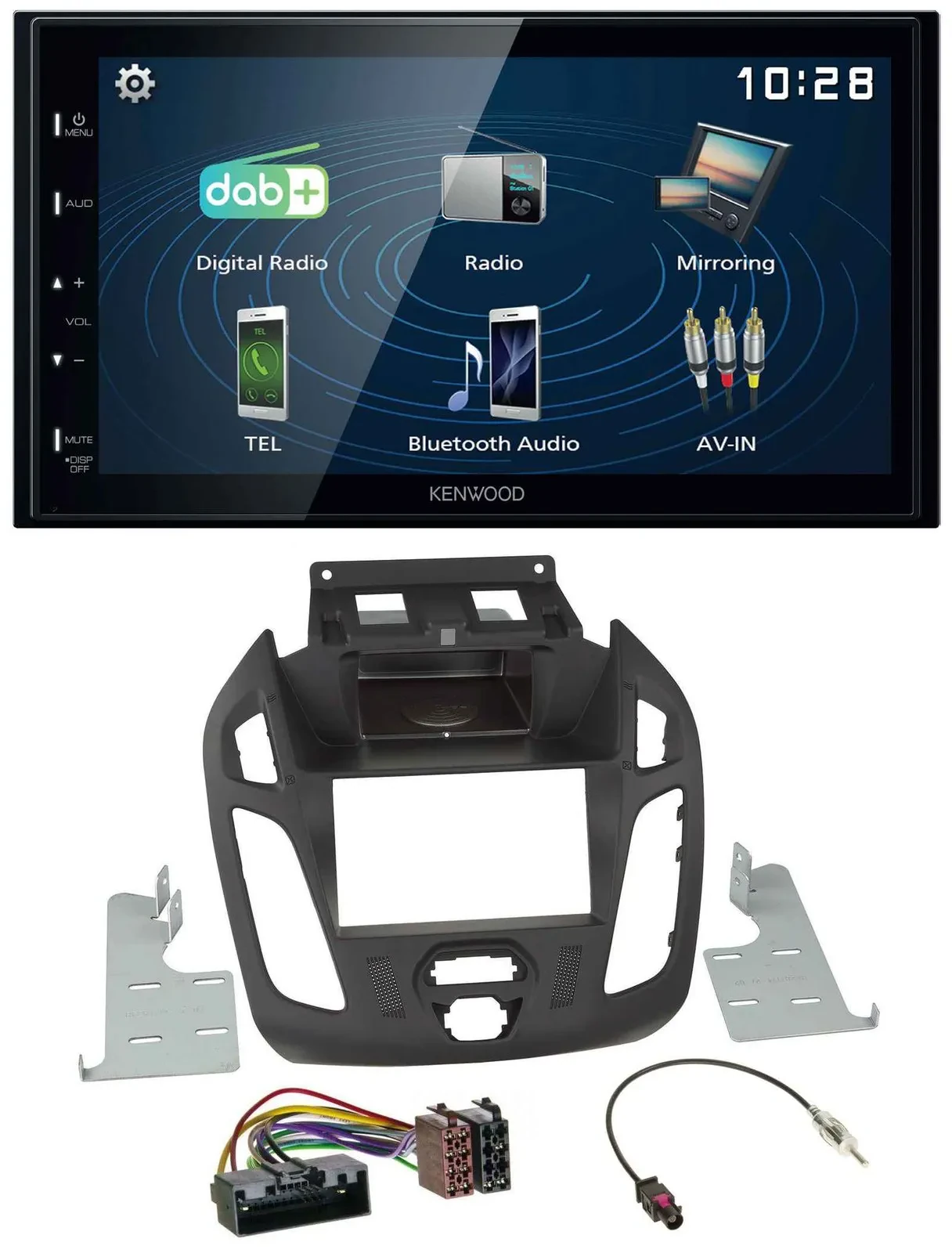 Автомагнитола для Ford Transit 2012–2018 Kenwood 2DIN, Bluetooth, USB, DAB, MP3, без дисплея