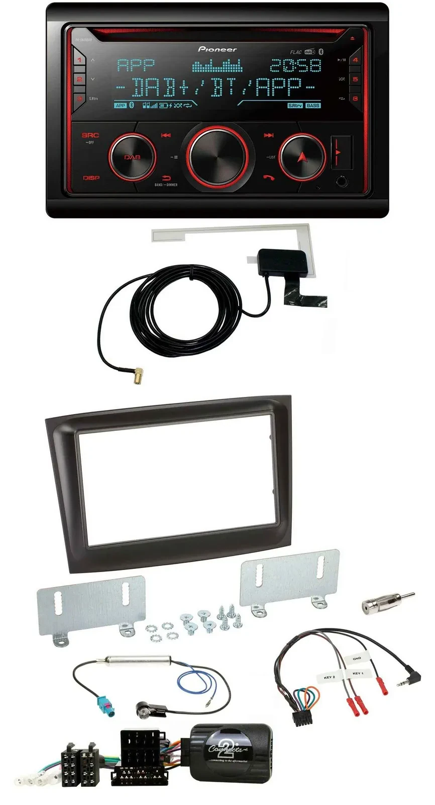 Pioneer 2DIN Lenkrad DAB USB CD Bluetooth Autoradio für Fiat Doblo ISO Can-Bus a