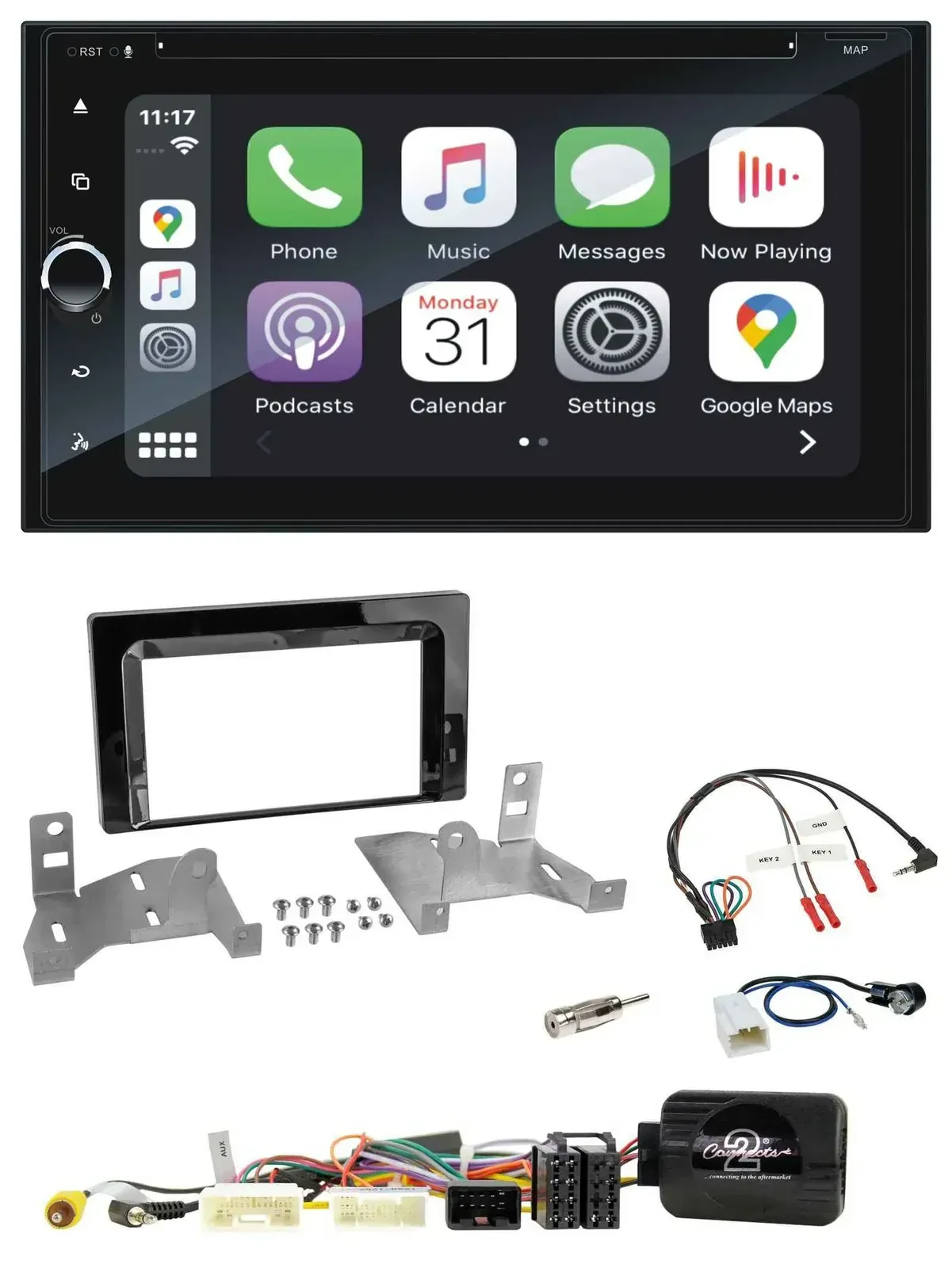 Blaupunkt USB DAB Bluetooth 2DIN TMC Lenkrad Navigation für Toyota Aygo AB7 ab 2