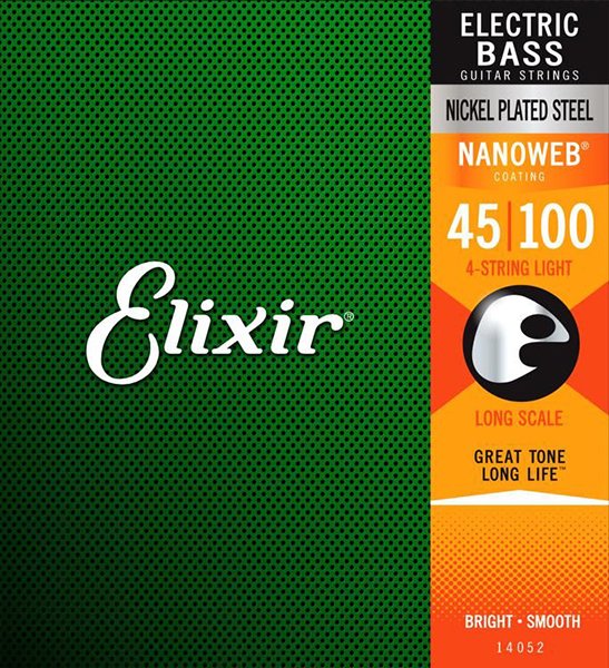 Струны для бас-гитары Elixir 14052 NanoWeb Long Scale Light 45-100