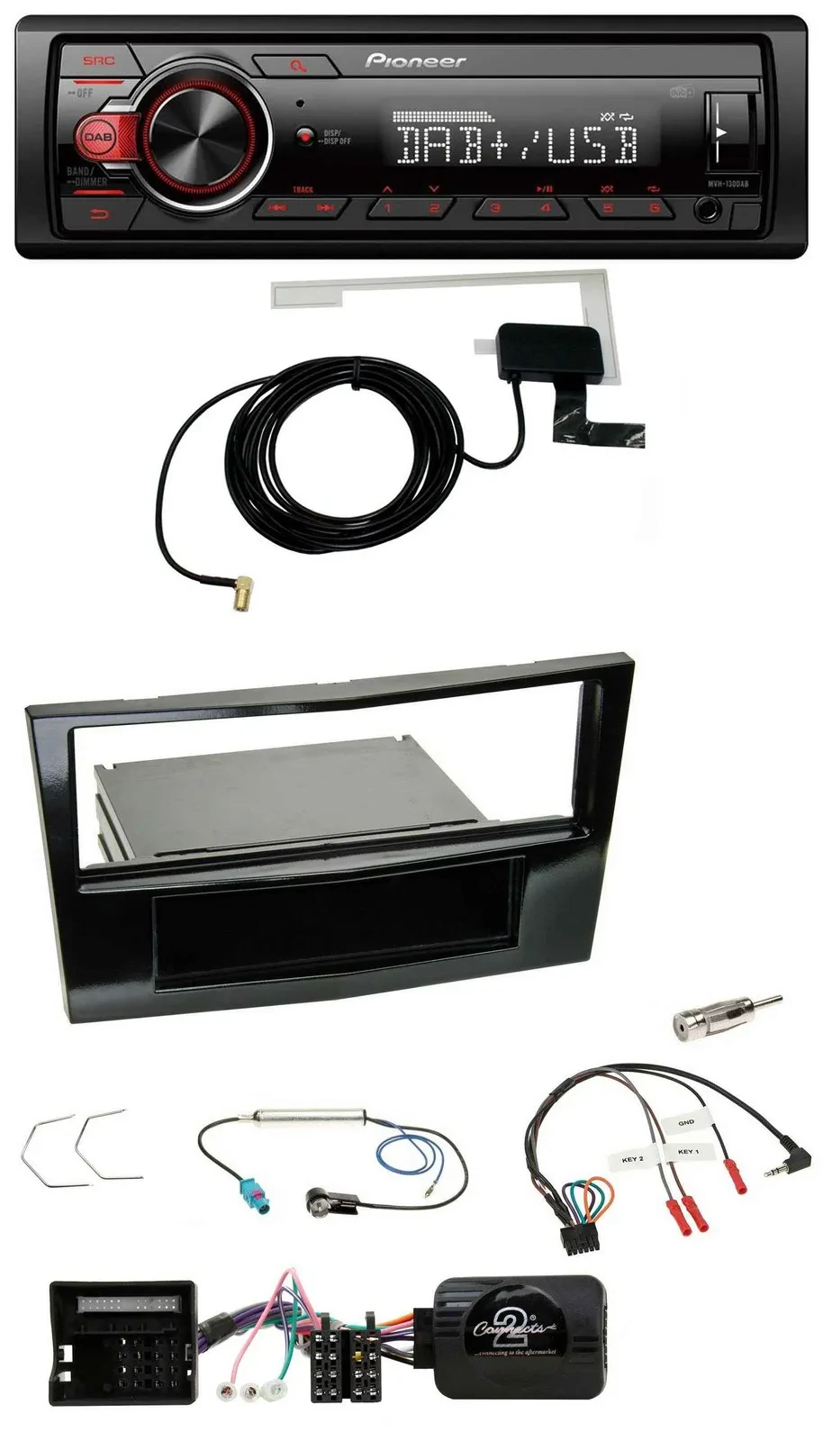 Pioneer 1DIN MP3 DAB USB Lenkrad Autoradio für Opel Astra H Corsa D Zafira B Kla