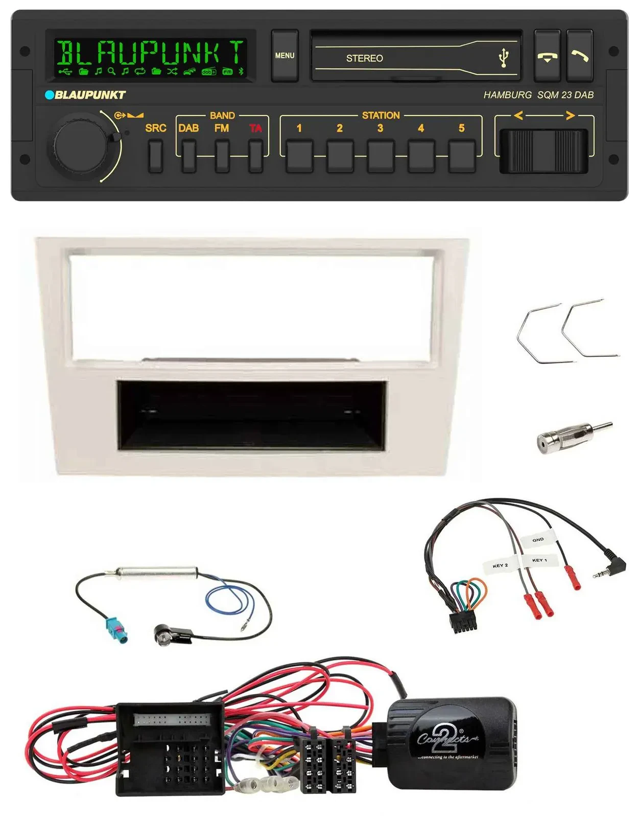 Blaupunkt USB DAB Bluetooth Lenkrad Autoradio für Opel Corsa D perl-weiss 09-14