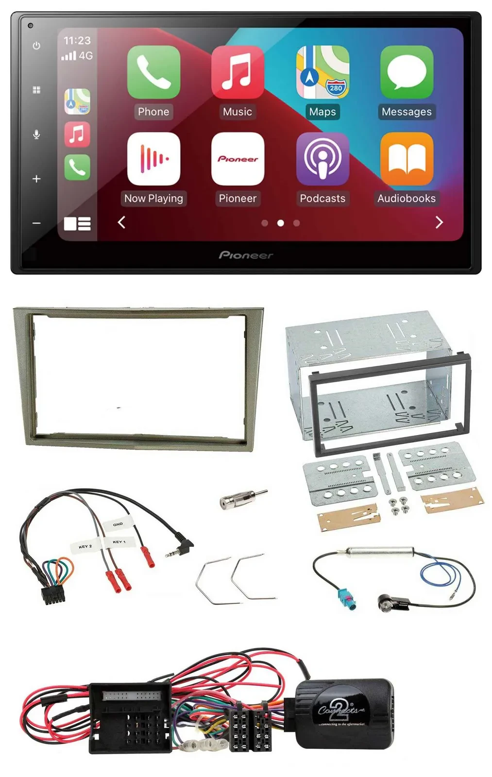 Pioneer USB Lenkrad DAB 2DIN Bluetooth Autoradio für Opel Corsa D satin-stone 09