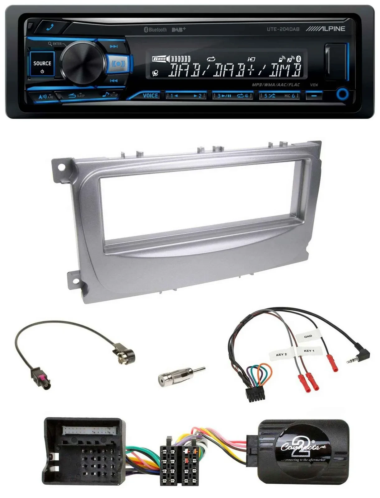 Alpine USB Bluetooth DAB Lenkrad Autoradio für Ford Galaxy C-Max ab 2007 Focus s