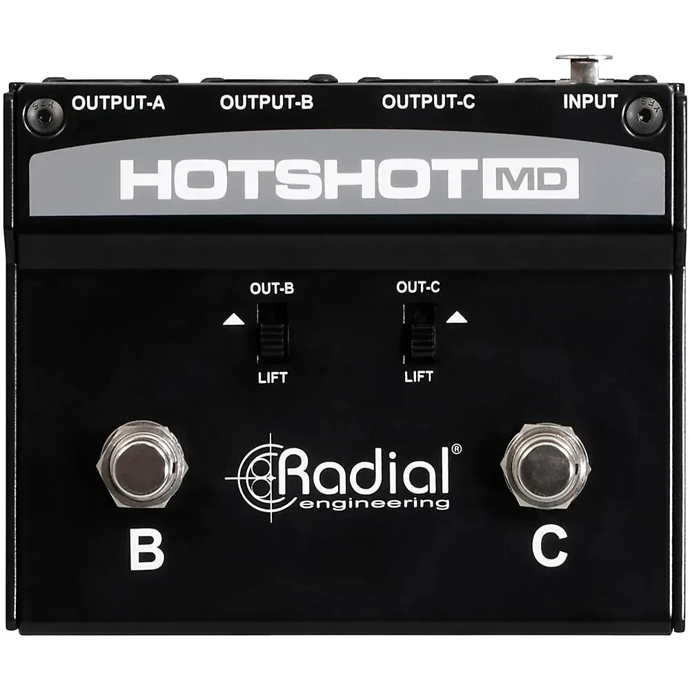 Коммутатор для микрофона Radial Engineering HOTSHOT MD для динамических микрофонов, 1 вход XLR, 3 выхода XLR, моментальный футсвитч